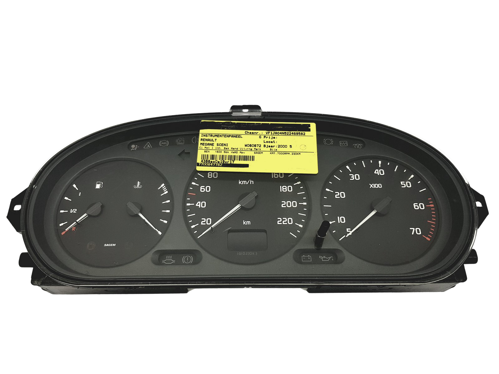 Speedometer Renault Megane 1 Scenic 1 7700847782 G 49550 main product photo