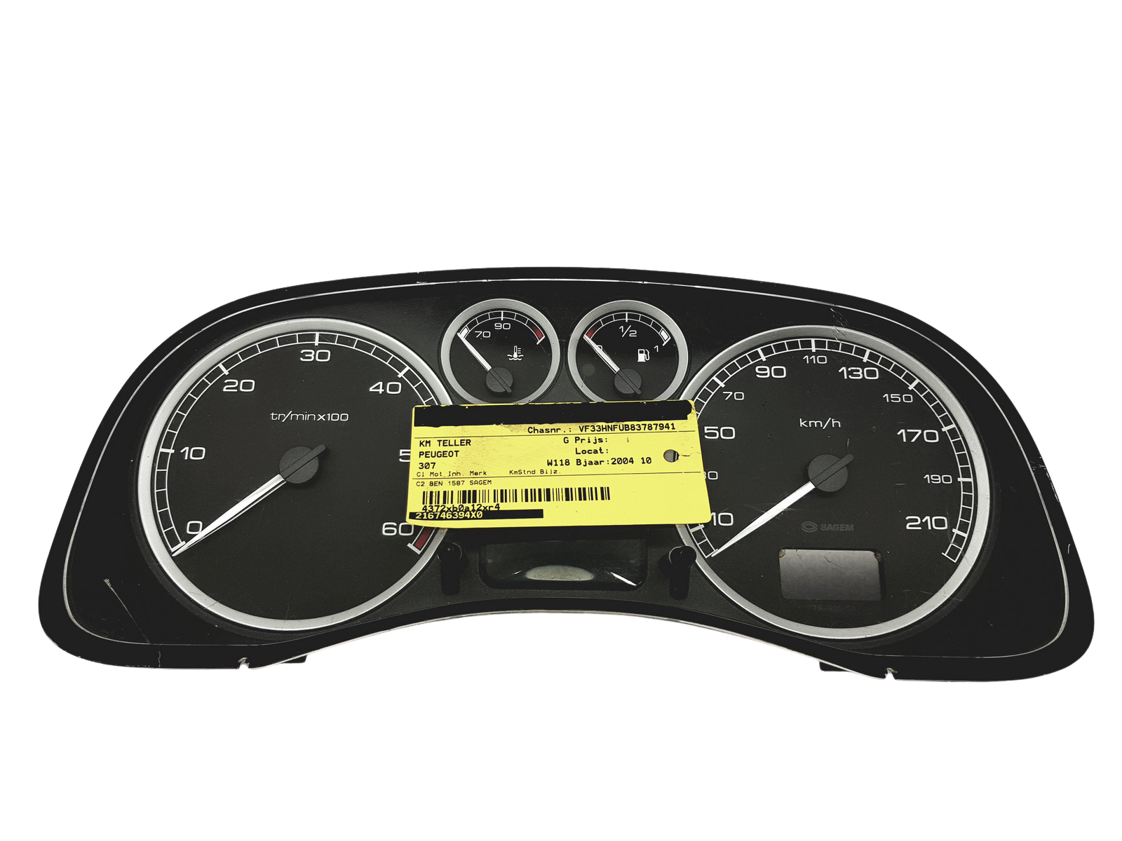 Speedometer Peugeot 307 9646742480 0R00 Sagem 30981 main product photo